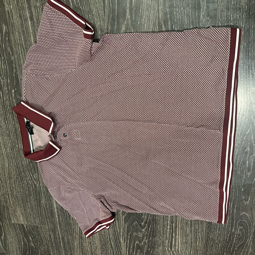 Ted Baker London Burgundy Geometric Polo, Size 6